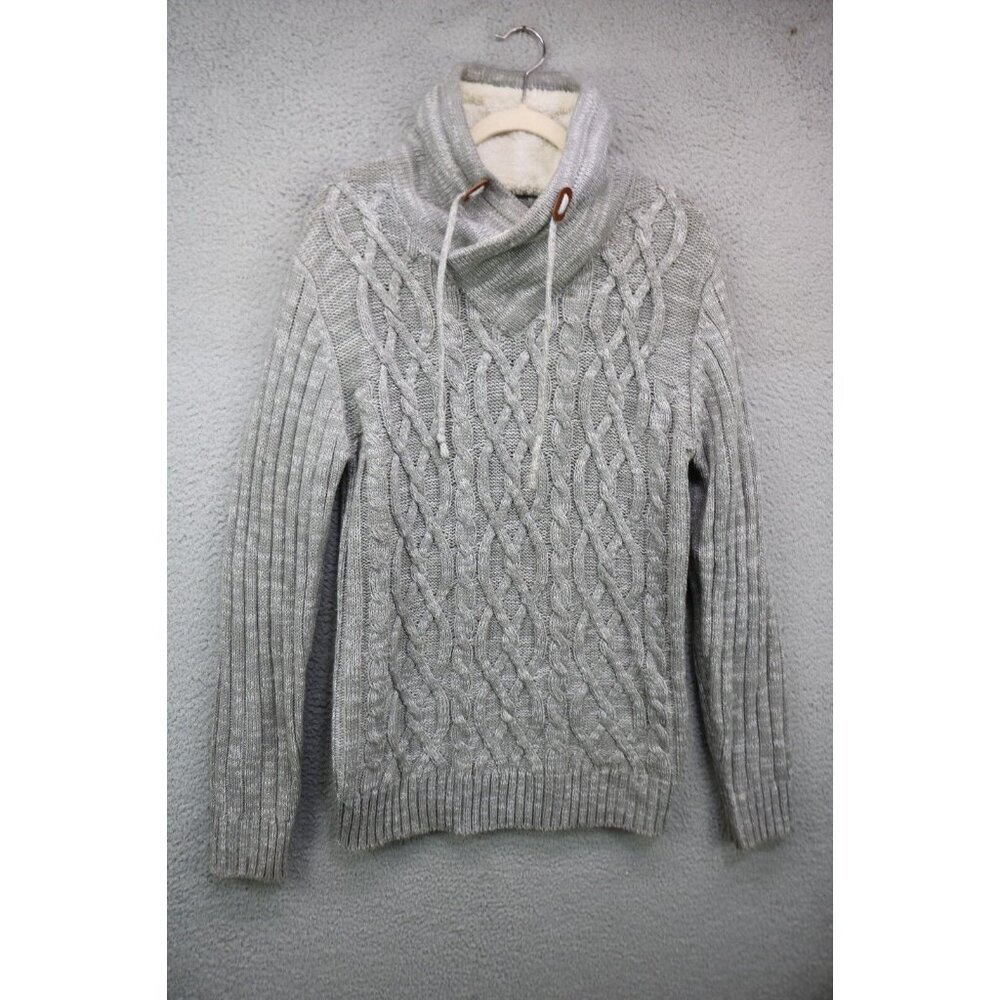 XRAY Jeans Sherpa Collar Men's Cable Knit Sweater-Size Large